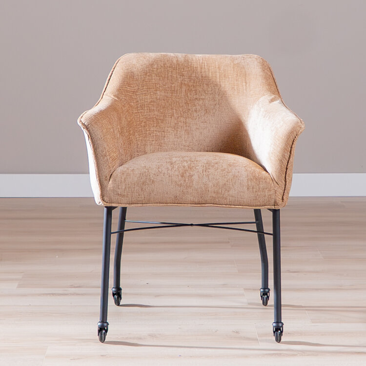 Esszimmerstuhl mit Rollen Enzo Chenille Peach