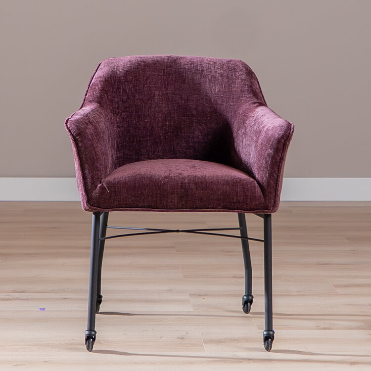 Esszimmerstuhl mit Rollen Enzo Chenille Lila