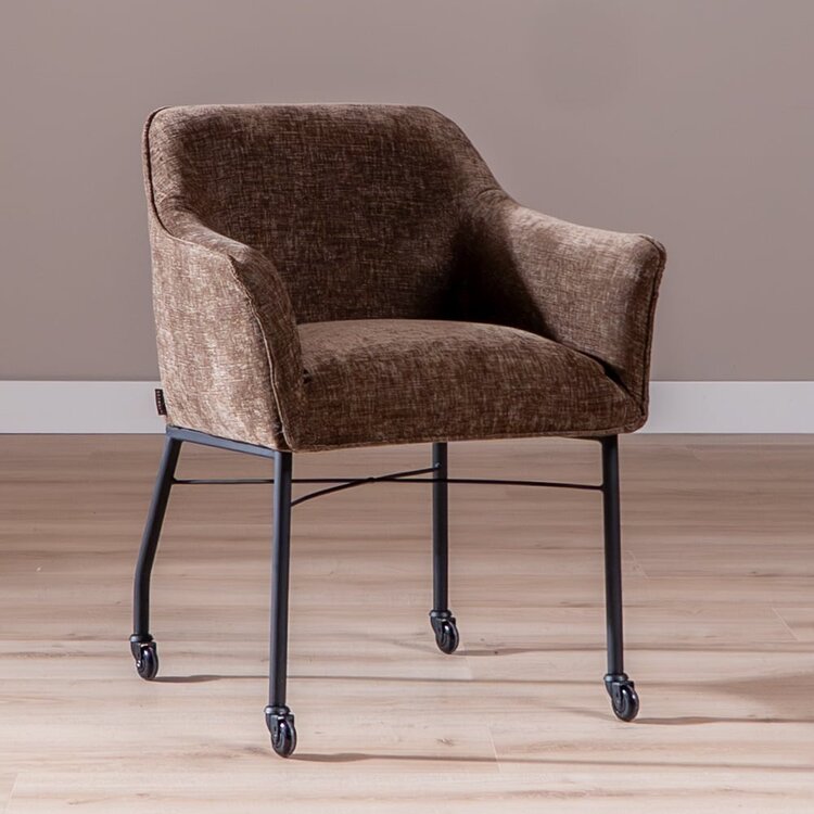 Esszimmerstuhl mit Rollen Enzo Chenille Mocha