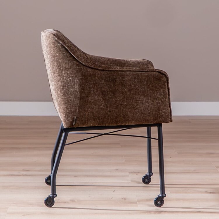 Esszimmerstuhl mit Rollen Enzo Chenille Mocha