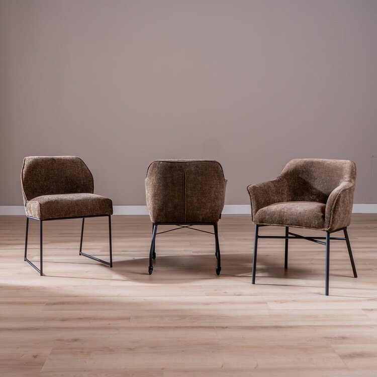 Esszimmerstuhl mit Rollen Enzo Chenille Mocha