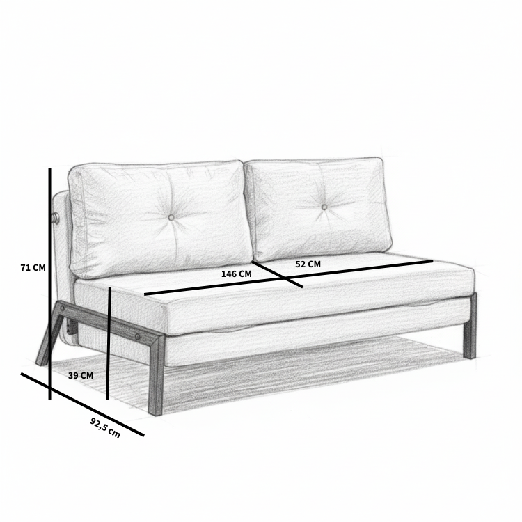 Schlafsofa 2-Sitzer Mikko Samt schwarz