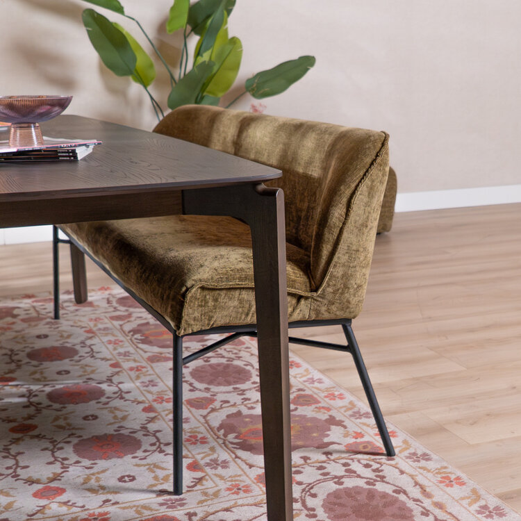 Esszimmerbank Momo Chenille Olivgrün 185 cm