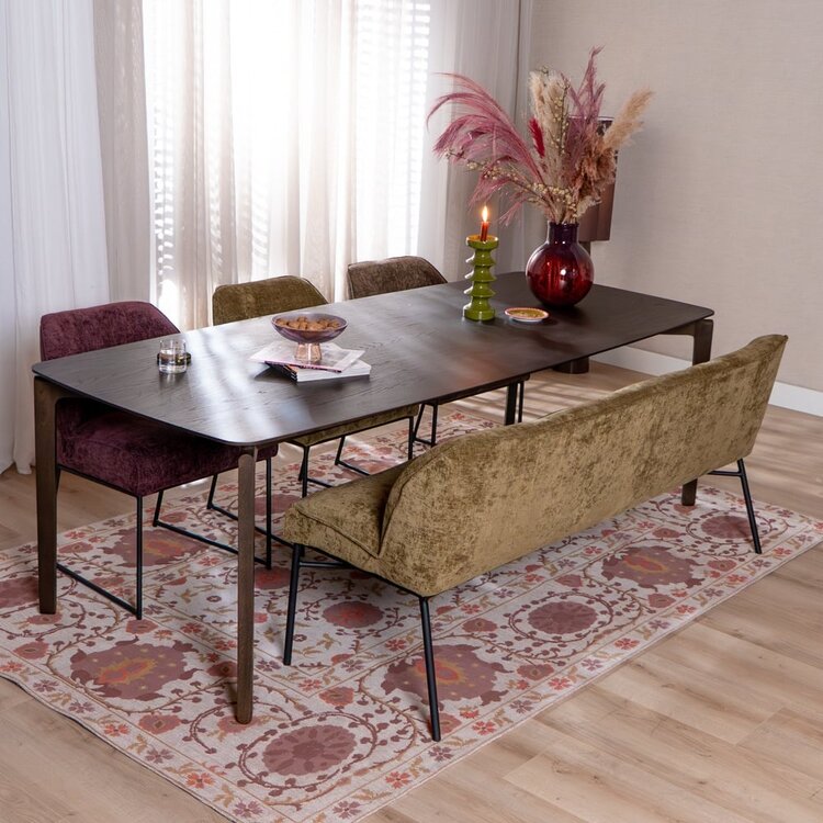 Esszimmerbank Momo Chenille Olivgrün 155 cm