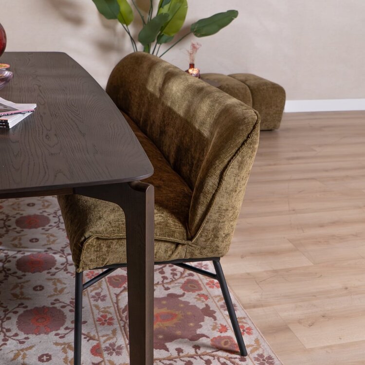 Esszimmerbank Momo Chenille Olivgrün 155 cm