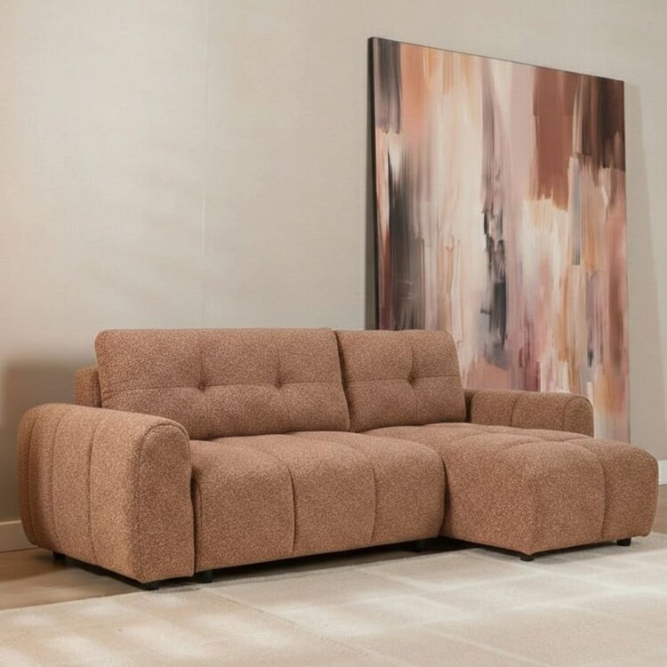 Schlafsofa 2-Sitzer Inka Bouclé Melange terrakotta links/rechts