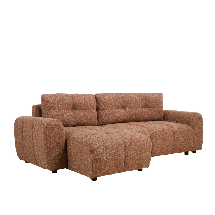 Schlafsofa 2-Sitzer Inka Bouclé Melange terrakotta links/rechts