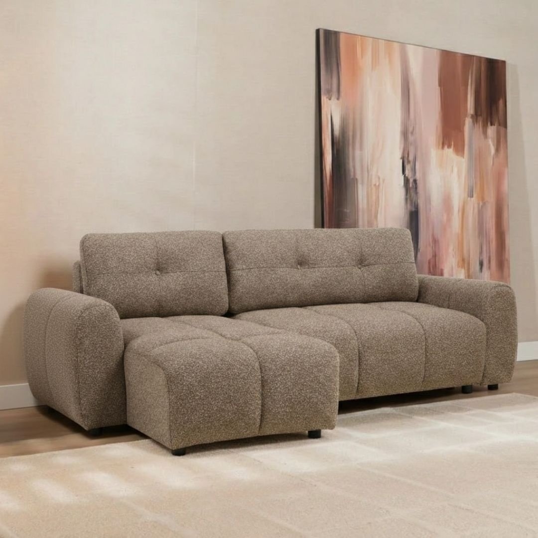 Schlafsofa 2-Sitzer Inka Bouclé Melange braun links/rechts