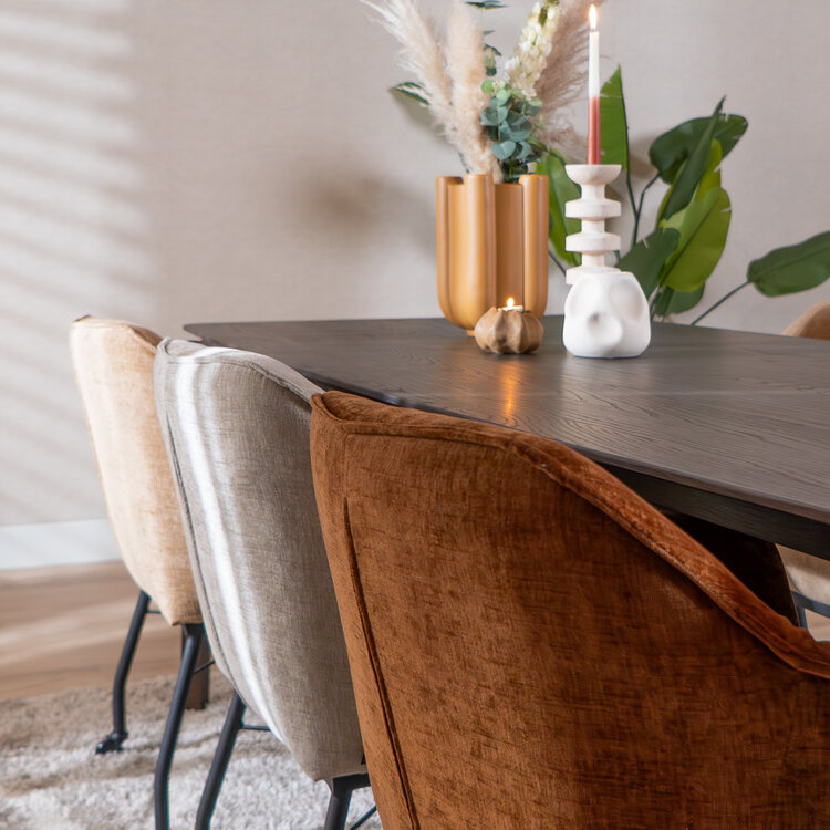 Esszimmerstuhl mit Rollen Enzo Chenille Kupfer