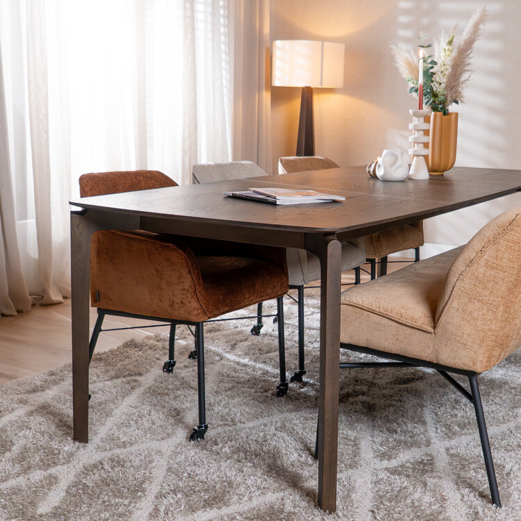 Esszimmerstuhl mit Rollen Enzo Chenille Kupfer