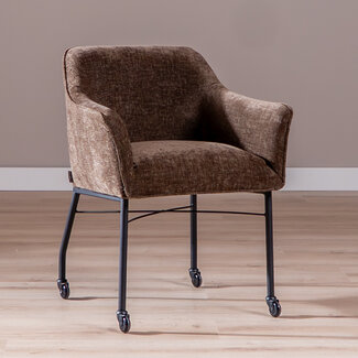Esszimmerstuhl  mit Rollen Enzo Chenille Mocha