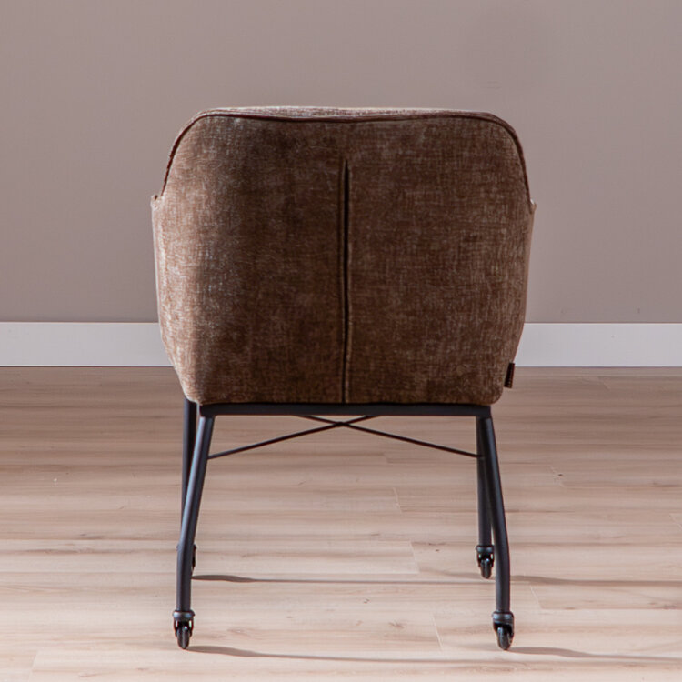 Esszimmerstuhl mit Rollen Enzo Chenille Mocha