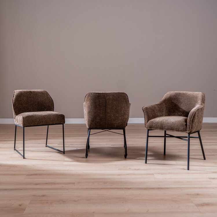 Esszimmerstuhl mit Rollen Enzo Chenille Mocha