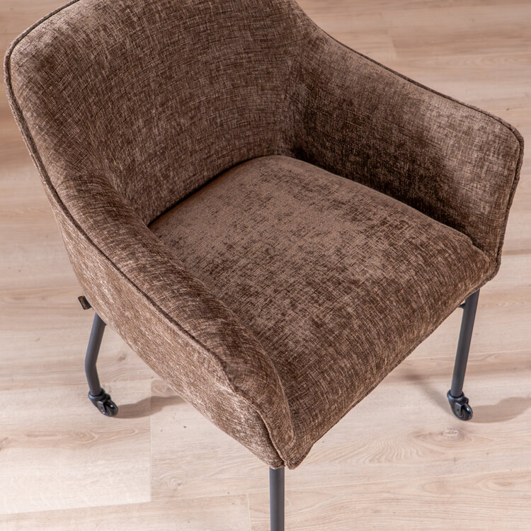 Esszimmerstuhl mit Rollen Enzo Chenille Mocha
