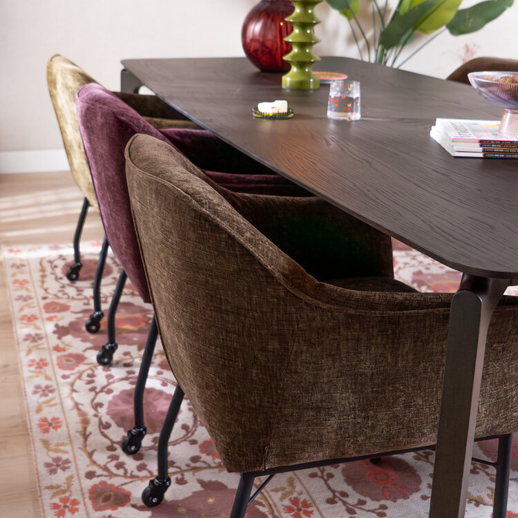 Esszimmerstuhl mit Rollen Enzo Chenille Mocha