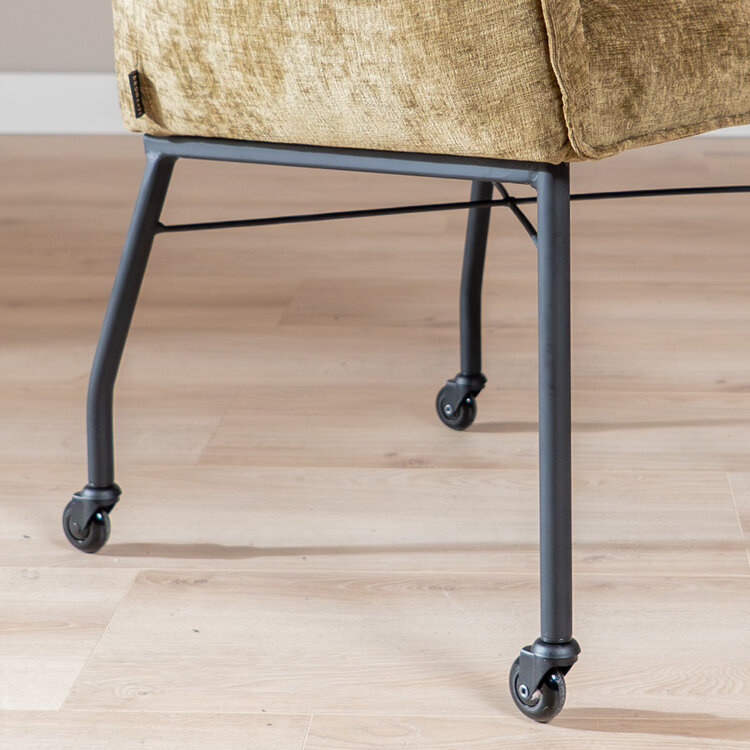 Esszimmerstuhl mit Rollen Enzo Chenille Olivgrün