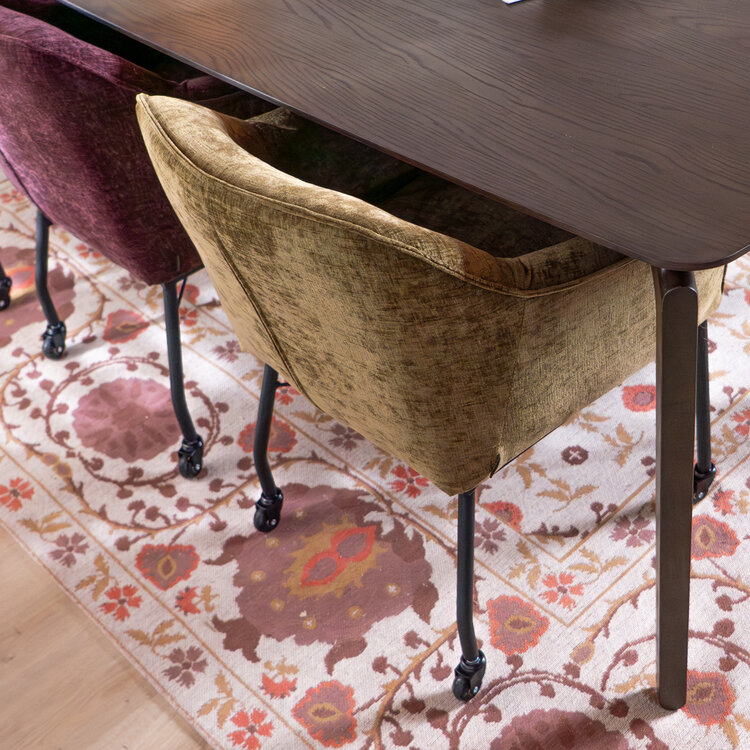 Esszimmerstuhl mit Rollen Enzo Chenille Olivgrün