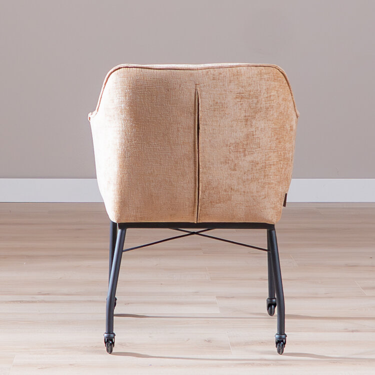 Esszimmerstuhl mit Rollen Enzo Chenille Peach