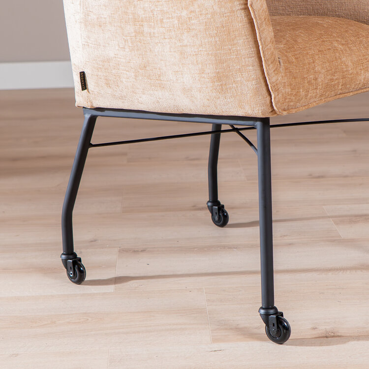 Esszimmerstuhl mit Rollen Enzo Chenille Peach