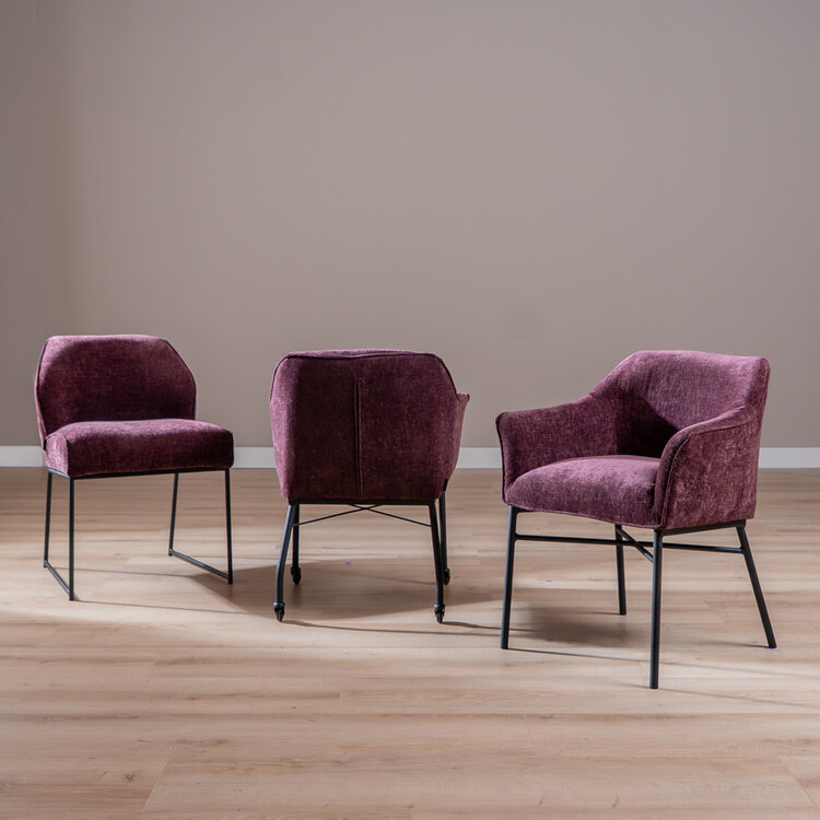 Esszimmerstuhl mit Rollen Enzo Chenille Lila