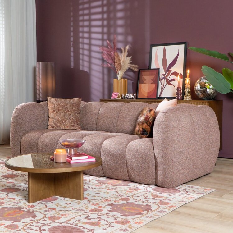 3-Sitzer Sofa Luca Bouclé rot/rosa