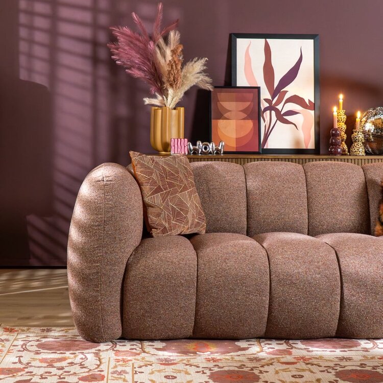 3-Sitzer Sofa Luca Bouclé rot/rosa