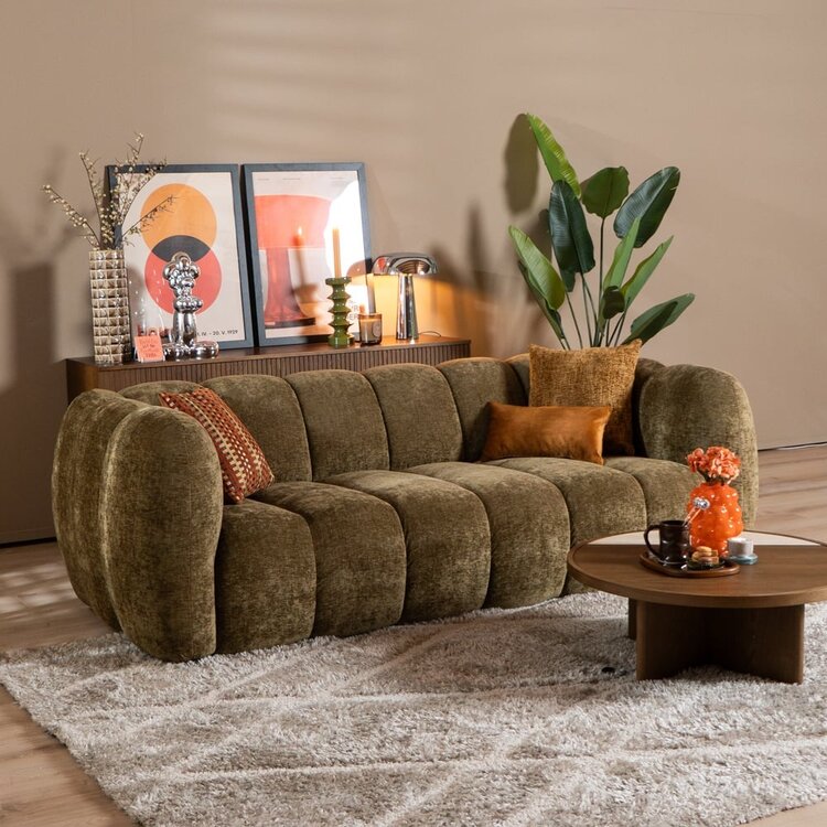 3-Sitzer Sofa Luca Chenille olive grün