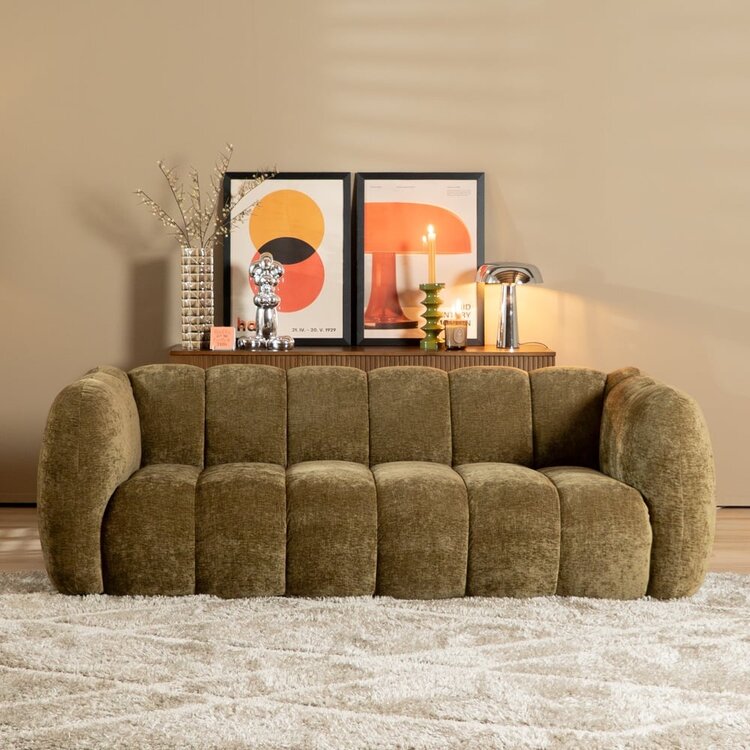 3-Sitzer Sofa Luca Chenille olive grün