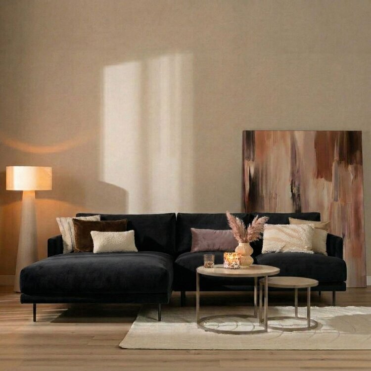 Ecksofa Denver Samt schwarz links