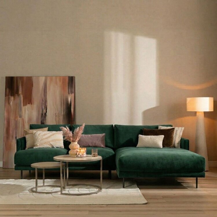 Ecksofa Denver Samt dunkelgrün rechts