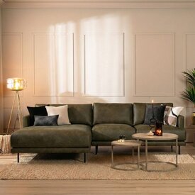 Ecksofa Denver Leder olivgrün links