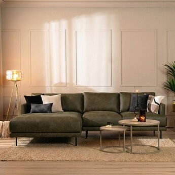 Ecksofa Denver Leder olivgrün links