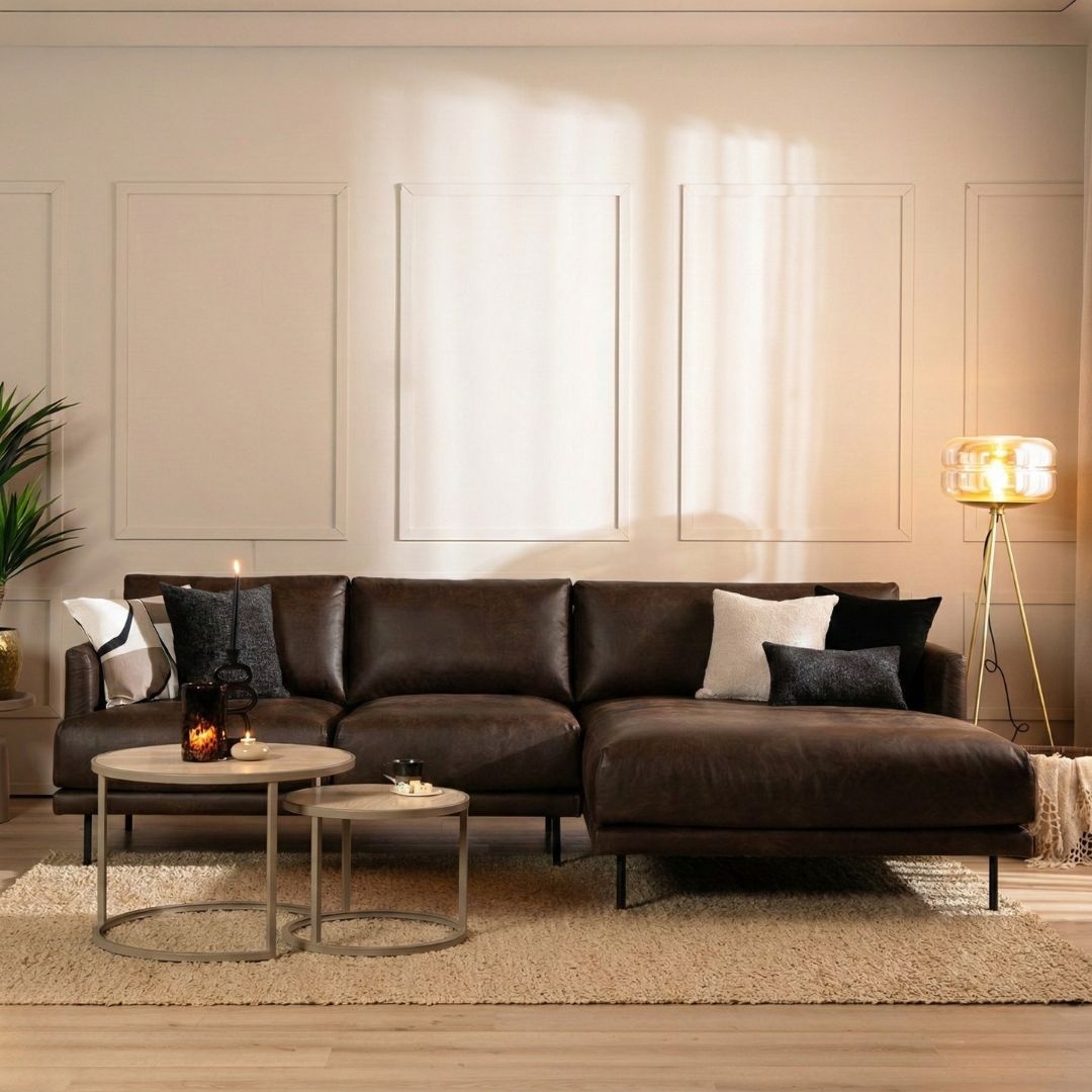 Ecksofa Denver Leder braun rechts