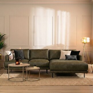 Ecksofa Denver Leder olivgrün rechts