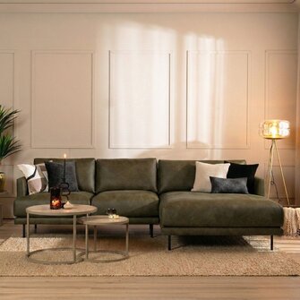 Ecksofa Denver Leder olivgrün rechts