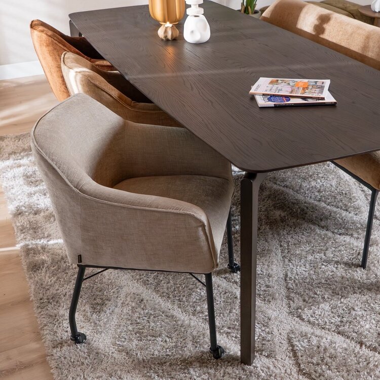 Esszimmerstuhl mit Rollen Enzo Chenille Sand