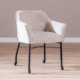 Esszimmerstuhl mit Rollen Enzo Chenille Sand