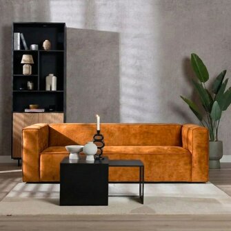 Samt Sofa Memphis 3-Sitzer ockergelb/cognac