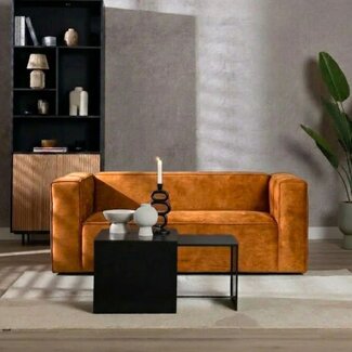 Samt Sofa Memphis 2,5-Sitzer ockergelb/cognac