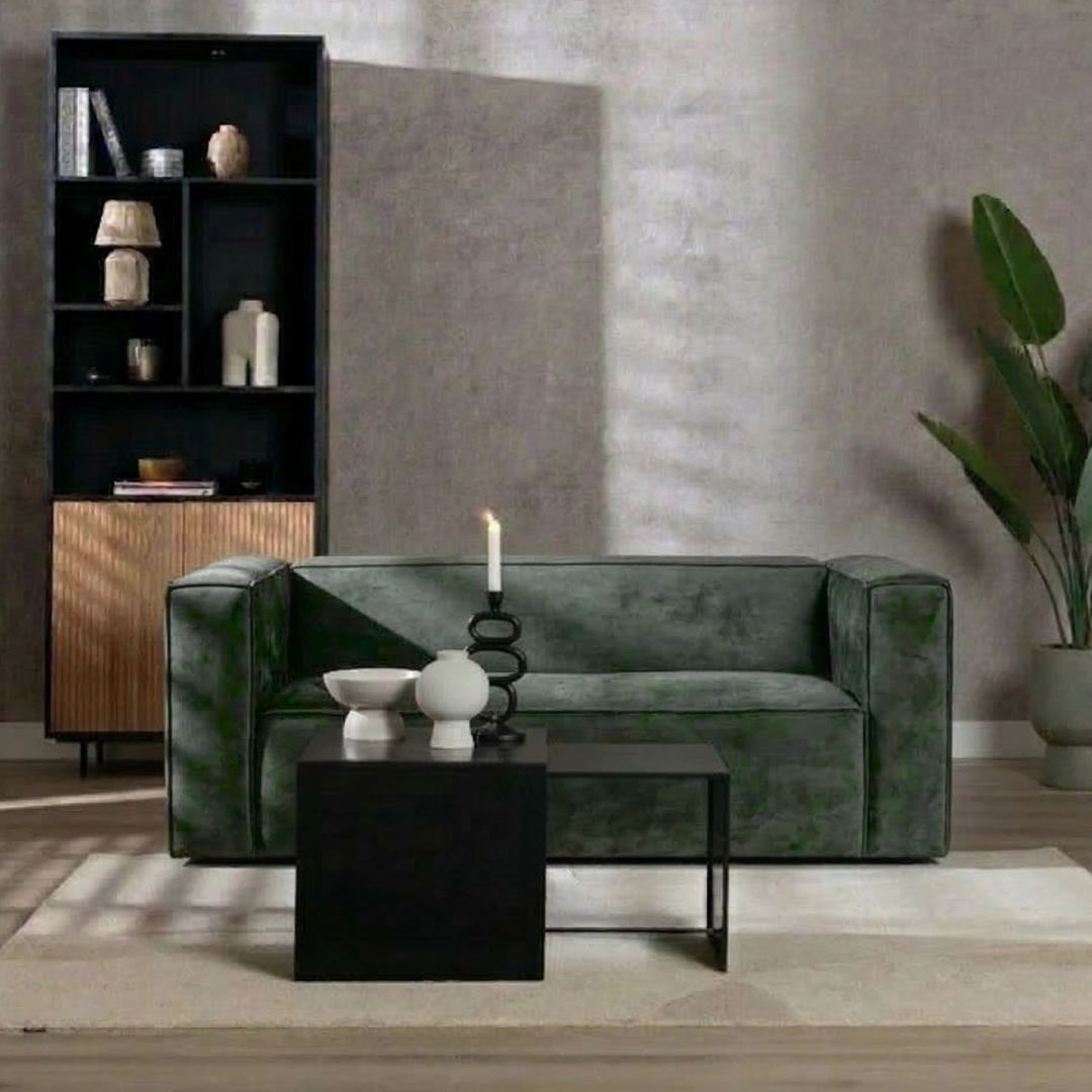 Samt Sofa Memphis 2,5-Sitzer grün