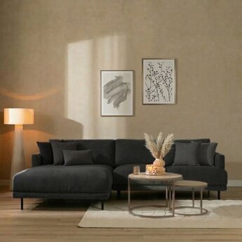 Ecksofa Denver Stoff schwarz links