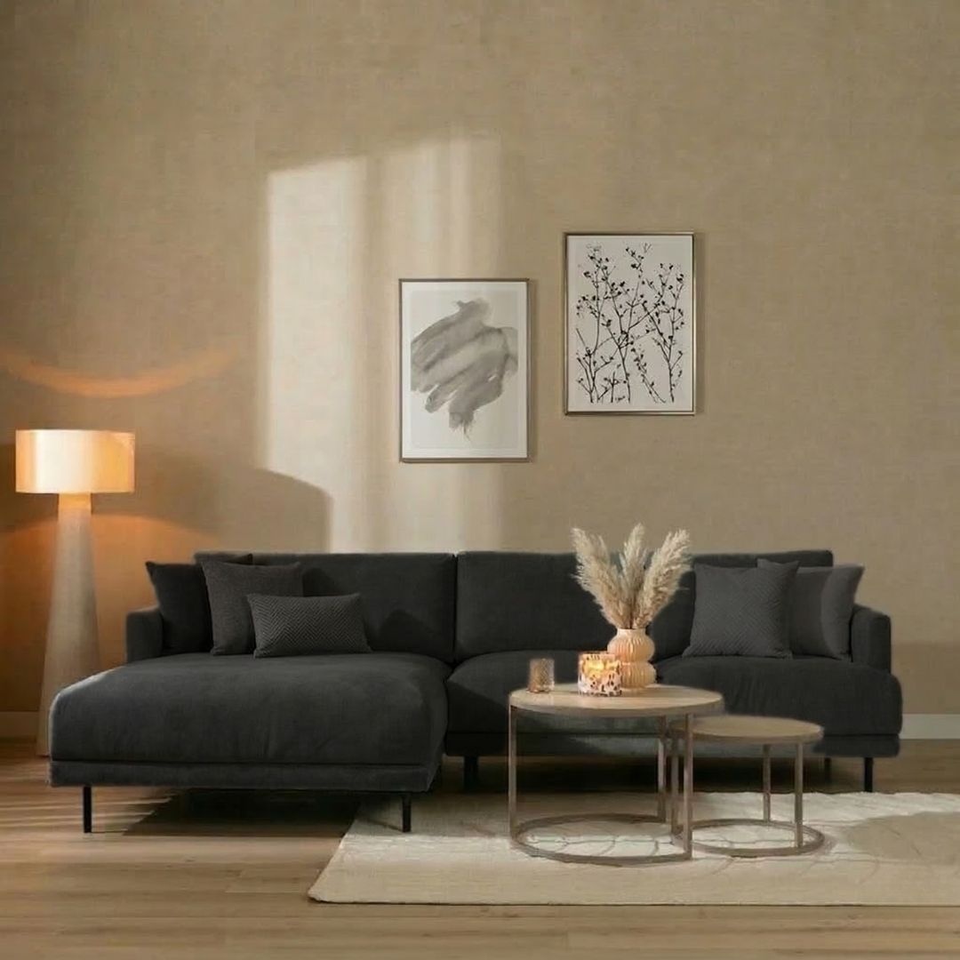 Ecksofa Denver Stoff schwarz links