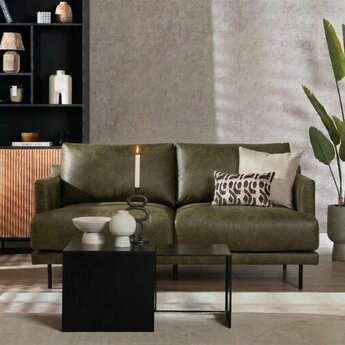 Ledersofa Denver 2,5-Sitzer olivgrün