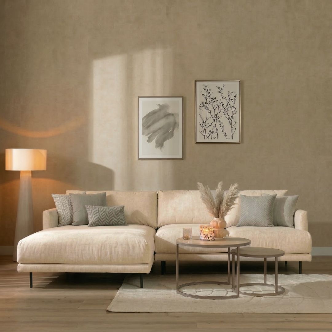 Ecksofa Denver Stoff taupe links