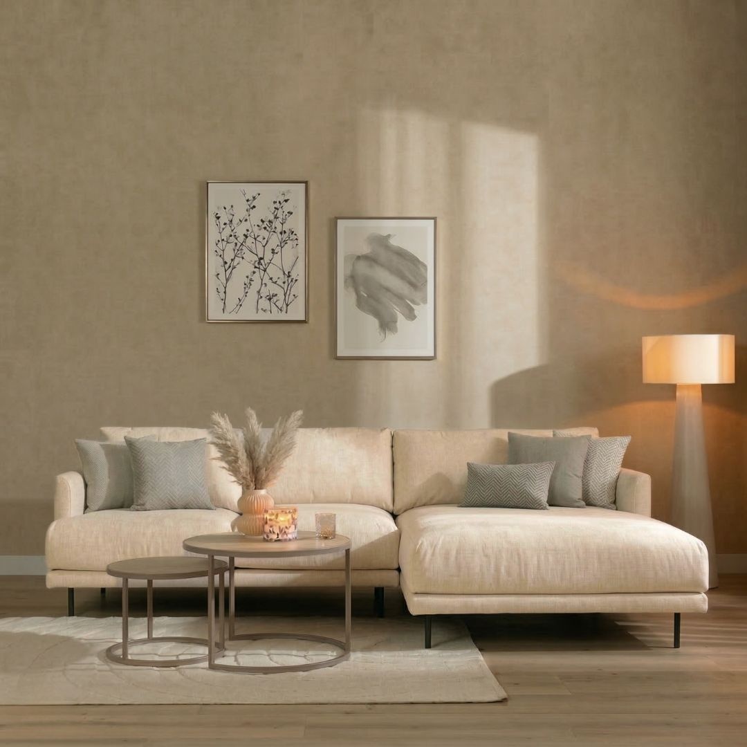 Ecksofa Denver Stoff taupe rechts