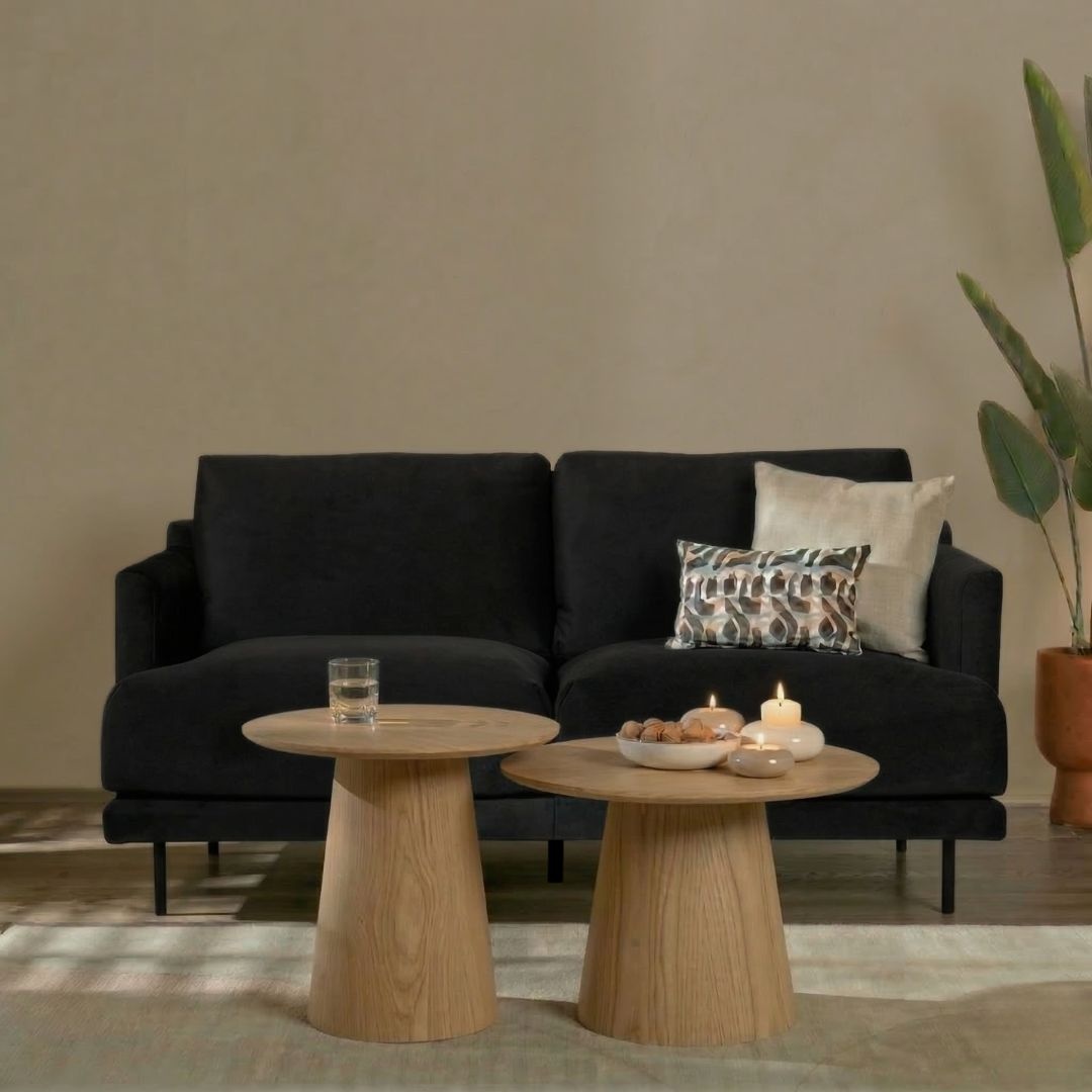 Samt Sofa Denver 2,5-Sitzer schwarz