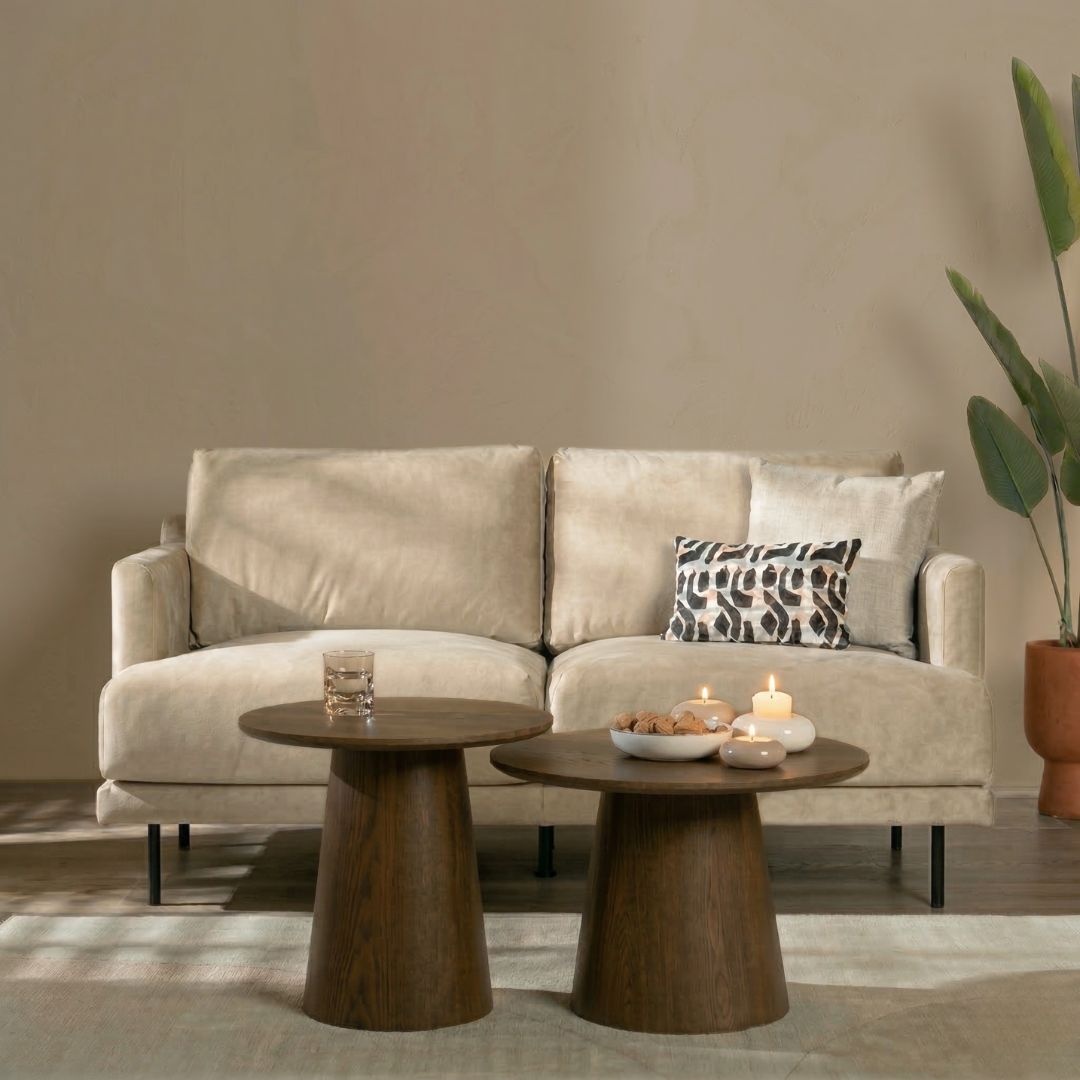 Samt Sofa Denver 2,5-Sitzer beige