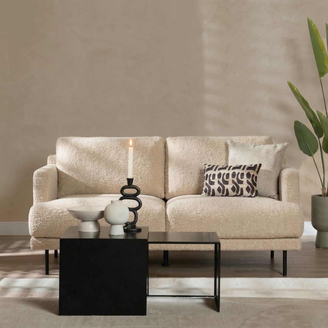 Bouclé Sofa Denver 2,5-Sitzer beige