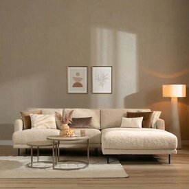 Ecksofa Denver Bouclé taupe rechts