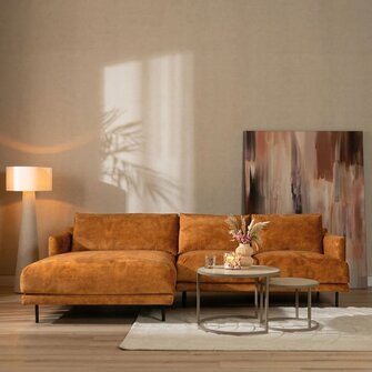 Ecksofa Denver Samt ockergelb/cognac links